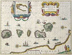 Dutch map of the Moluccas (north is at right)