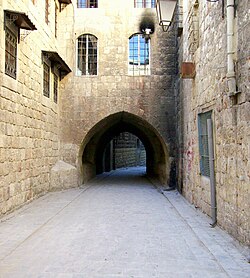 An early 17th century narrow alley in Jdeydeh, leading to the old Armenian quarter of Hokedoun, Aleppo