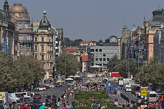 Wenceslas Square experiences the most pedestrian traffic of all areas in Prague[197]