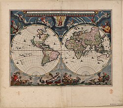 Joan Blaeu's world map, originally prepared by Blaeu for his Atlas Maior, published in the first book of the Atlas van Loon (1664).