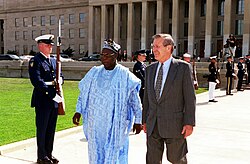 Obasanjo with Donald Rumsfeld at The Pentagon in 2001