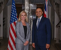 Home Secretary Javid with Kirstjen Nielsen, U.S. Secretary of Homeland Security, May 2018