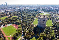 A flak tower in the Augarten