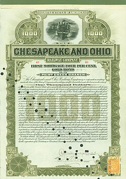 Gold Bond of the Chesapeake and Ohio Railway Company, issued 1. February 1905