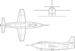 X-1E orthographic diagram