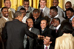 New Orleans Saints with President Barack Obama during their White House visit in August 2010.