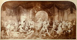 The Two Ways of Life, a moralistic photo montage of Rejlanders own work, 1857-a choice between vice (at left) and virtue (at right)