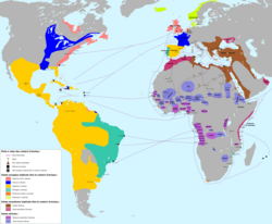 European colonial empires, African kingdoms and trade routes in the 18th century