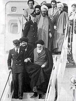 Ayatollah Khomeini returns to Iran after 14 years exile in France on 1 February 1979.