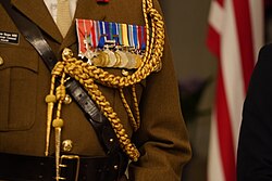 Medals and aiguillette worn by a British Army officer
