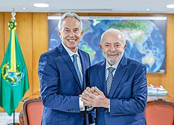 Blair and Luiz Inácio Lula da Silva at the Palácio do Planalto in Brasilia in 2024