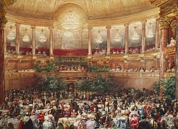 Banquet for Queen Victoria hosted by Napoleon III in the Royal Opera of Versailles, August 1855 by Eugene Lami