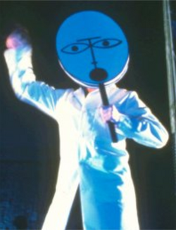 The 'Chub Scientist' costume worn during performances of "The New Machine," throughout the Residents' 1982-1983 Mole Show tour.