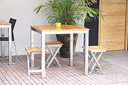 Stainless Steel Table with FSC Teca Wood – Brazil Ecodesign