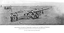 Quick firing 120 mm (4.7 inch) gun in action at Colenso