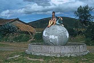 Monument on the Equator on the highway near Cayambe, Ecuador.