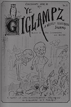 The first issue of Ye Giglampz, a satirical weekly published in 1874 by Hearn and Henry Farny