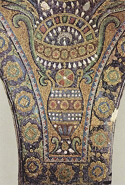 Islamic mosaics inside the Dome of the Rock in Palestine (c. 690)