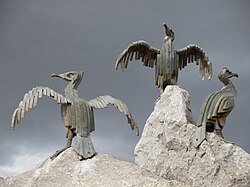Cormorant sculpture by Brian Fell on the Stone Jetty, Morecambe