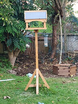 Bird feeder in a garden