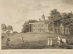 Mount Vernon, engraving and etching, by the American artist S. Seymour, after the English artist William Russell Birch. Yale University Art Gallery