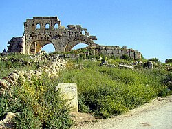 Remains of the arch of Brad Cathedral north of Aleppo, Syria, where Saint Maron's tomb was attached