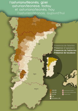 Percentage of competence in Asturian-Leonese language