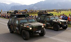 Swiss-built Mowag Eagles of the land forces