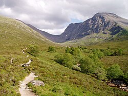 Ben Nevis from the path to the CIC Hut alongside the Allt a' Mhuilinn