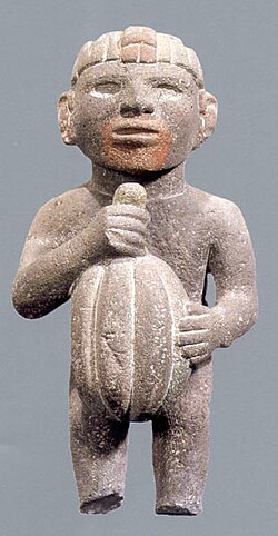 Aztec sculpture with pod
