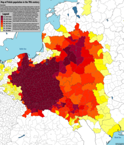 Distribution of Poles in the 19th century over 50% Polish 30% – 50% Polish 20% – 30% Polish 10% – 20% Polish 5% – 10% Polish 3% – 5% Polish 1% – 3% Polish