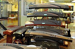 Chinese guzheng in a shop