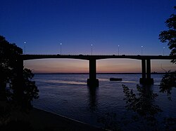 Belgrano Bridge during sunset, Corrientes, Argentina.