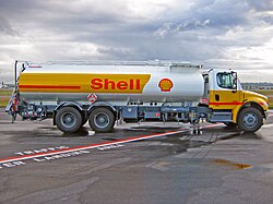 A Shell JET A refueller truck on the ramp at Vancouver International Airport, 2005