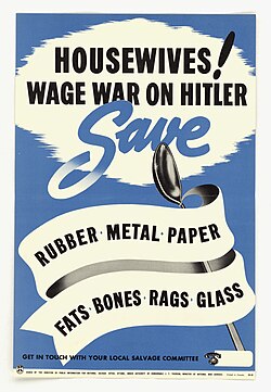 Poster from wartime Canada, encouraging housewives to "salvage"