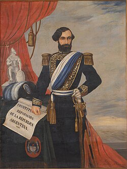 Bartolomé Mitre in full dress uniform with presidential sash. Oil painting by Cándido López exhibited in the Museo Mitre.