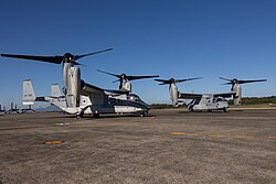 JGSDF V-22 and USMC MV-22B at Kengun
