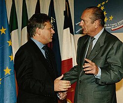 Kwaśniewski with French President Jacques Chirac in Strasbourg, October 1997