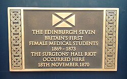 Plaque commemorating the Edinburgh Seven at the Royal College of Surgeons of Edinburgh