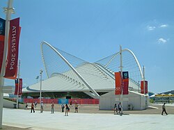 The Athens Olympic Velodrome, designed by Santiago Calatrava, during the 2004 Olympic Games