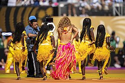 Shakira performing at the 2026 FIFA World Cup final halftime show