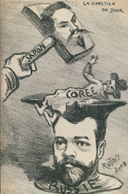 French postcard of political satire during the Russo–Japanese War