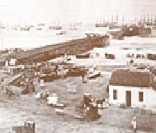 A photograph of the harbour of Aden, photographed in 1864.