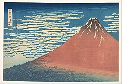 The print Red Fuji from Katsushika Hokusai's series, Thirty-six Views of Mount Fuji
