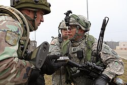 A soldier of the Moldovan Army at the Joint Multinational Readiness Centre in Hohenfels, Germany