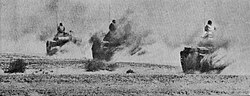 Egyptian vehicles advancing in the Sinai Peninsula during the Yom Kippur War, 1973