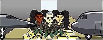 "Gangnam Style" as parodied in a comic strip published by Dyess AFB, an airbase of the U.S. Air Force[165]