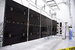 Dawn's 10 kW triple-junction gallium arsenide solar array at full extension