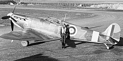 Spitfire IIA "Observer Corps" at RAF Hornchurch, 1940. Swastika kill markings denote two of Sqn Ldr Donald Finlay's four confirmed (individual) enemy destroyed were achieved in this aircraft.