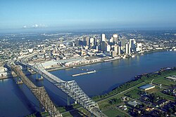 The Crescent City Connection and the New Orleans skyline in 1999